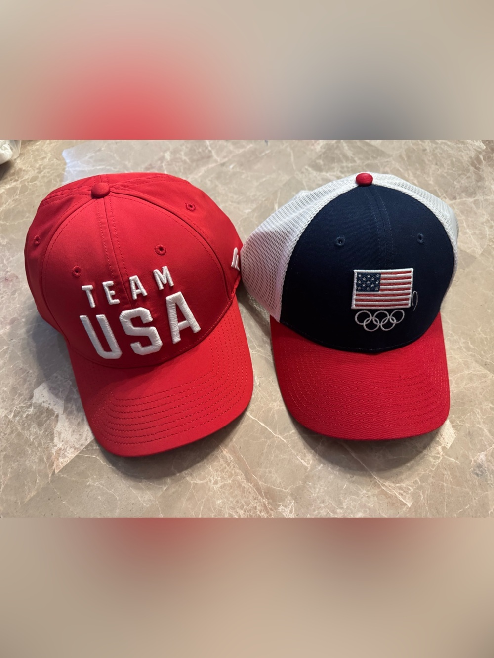2 Fanatics Team USA Olympics  Mens Hats Adjustable Mesh Caps